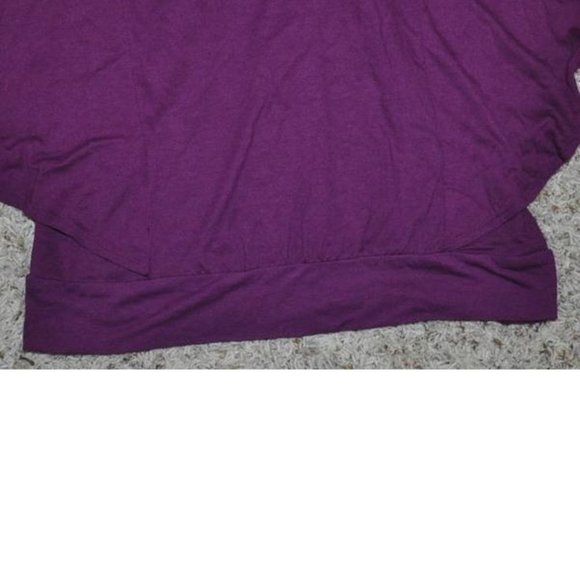 Womens Winged Sleeve Top Jennifer Lopez XS Purple Keyhole Neck Jersey Stretch - Picture 5 of 6